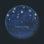 Bright Blue & Silver Starry Celestial Party Pappteller<br><div class="desc">Helle Blue & Silver Starry Celestial Party Teller. Anpassen mit jedem Text. Matching-Elemente sind verfügbar.</div>