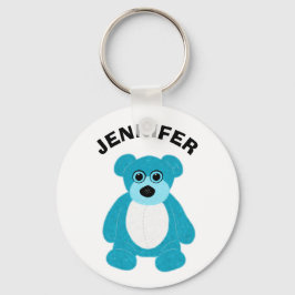 Bright Blue Teddy Bear Graphic Personalisiert Schlüsselanhänger