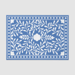 Bright Blue Traditional Bone Inlay Decoupage Paper Seidenpapier
