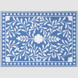 Bright Blue Traditional Bone Inlay Decoupage Paper Seidenpapier