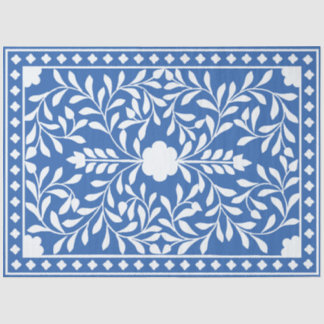Bright Blue Traditional Bone Inlay Decoupage Paper Seidenpapier