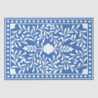Bright Blue Traditional Bone Inlay Decoupage Paper Seidenpapier