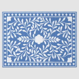 Bright Blue Traditional Bone Inlay Decoupage Paper Seidenpapier