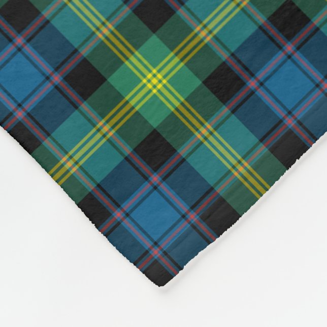 Bright Blue und Green Watson Clan Tartan Fleecedecke (Ecke)