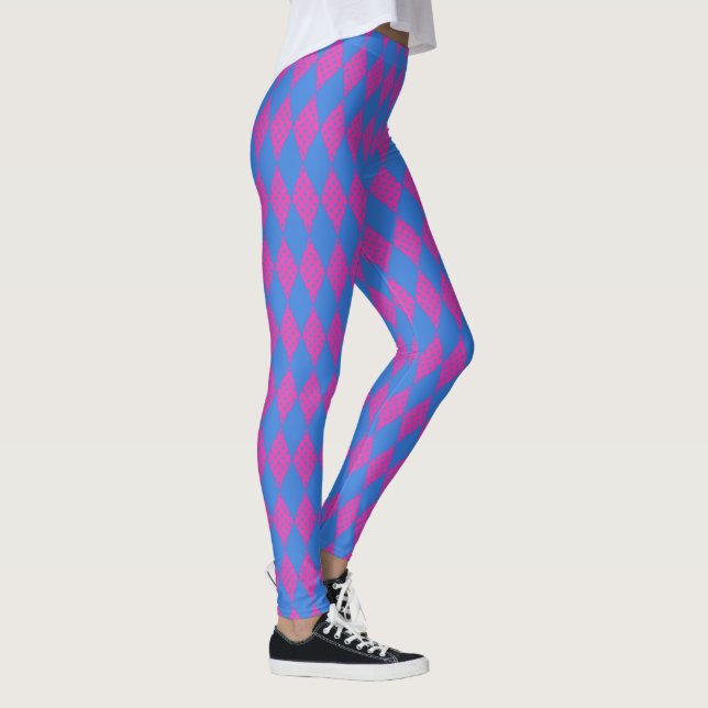Bright Blue und Magenta Imitate Muster Leggings (Rechts)