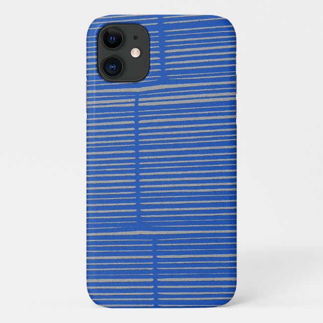 Bright Blue Unique Modern Stripe Muster Cool Case-Mate iPhone Hülle (Rückseite)