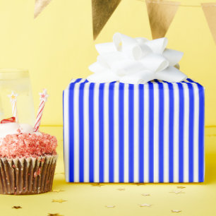 Bright Blue & White Streifen Geschenkpapier