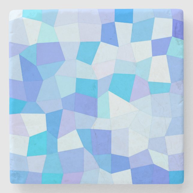 Bright Blues Mosaic Steinuntersetzer (Vorderseite)