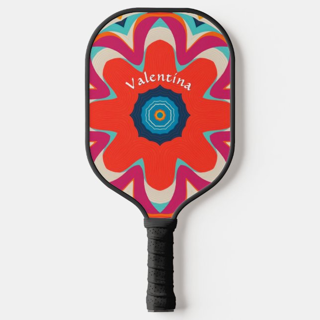 Bright Boho Blume farbenfroh Personalisiert Pickleball Schläger (Vorderseite)