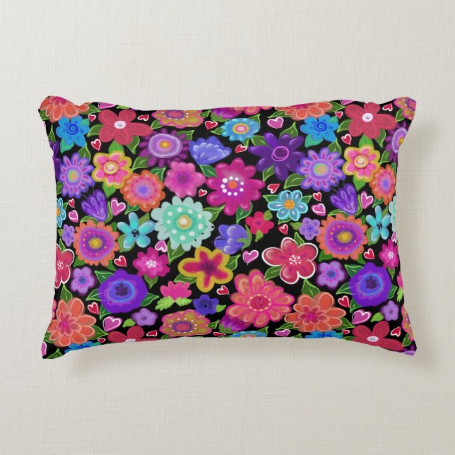 Bright Boho Blume Pattern Dekokissen (Vorderseite)