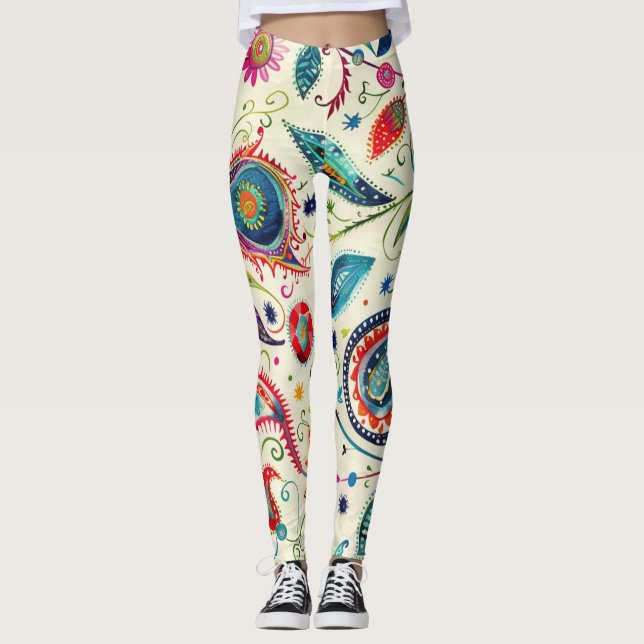 Bright Boho Design Leggings (Vorderseite)