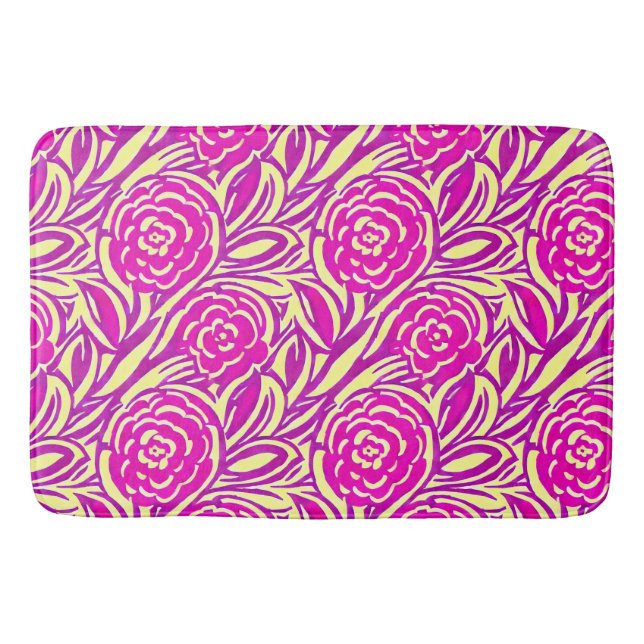 Bright Boho Floral Swirl Wasserfarbe Badematte (Vorderseite)