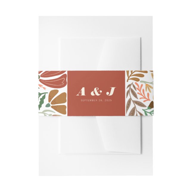 Bright Bold Abstrakt Terracotta Floral Wedding Einladungsbanderole (Vorderseite Beispiel)