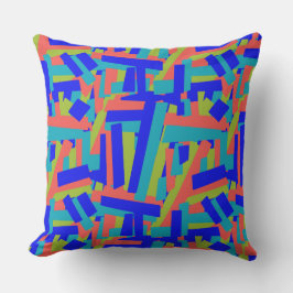 Bright Bold Blue Green Coral Abstract Patches Kissen