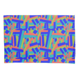 Bright Bold Blue Green Coral Abstract Patches Kissenbezug