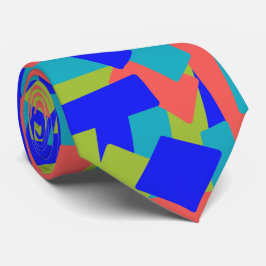 Bright Bold Blue Green Coral Abstract Patches Krawatte