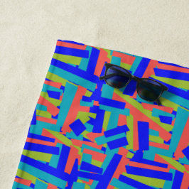 Bright Bold Blue Green Coral Abstract Patches Strandtuch