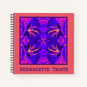 Bright Bold Blue Pink Geometric Nahtloses Muster Notizbuch