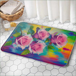 Bright & Bold farbenfroh English Garden Pink Roses Badematte