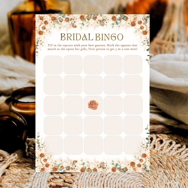Bright Bold Floral Boho Brautparty Bingo Game (Von Creator hochgeladen)