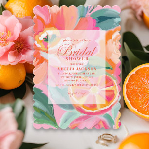 Bright Bold floral citrus Orange Brautparty Einladung