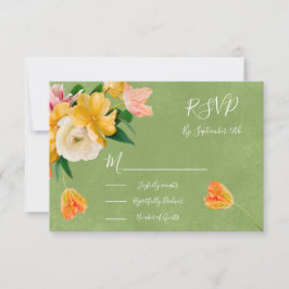 Bright Bold Floral Wedding Response Cards UAWG RSVP Karte