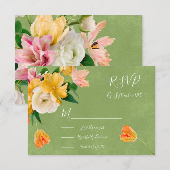 Bright Bold Floral Wedding Response Cards UAWG RSVP Karte (Vorne/Hinten)