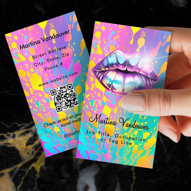 Bright Bold Holographic Lips Visitenkarte (Bright Bold Holographic Lips Business Card)