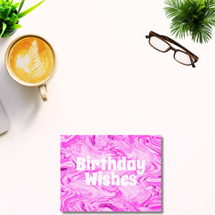 Bright Bold Modern Pink Happy Birthday Postkarte