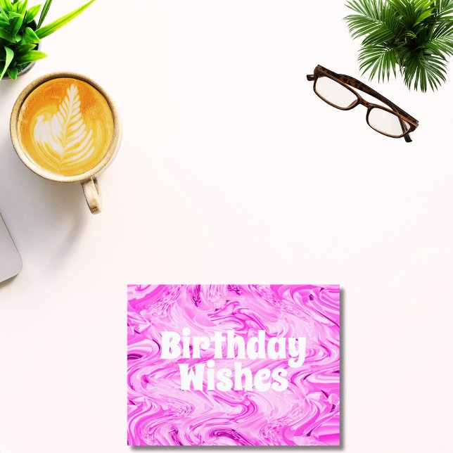 Bright Bold Modern Pink Happy Birthday Postkarte (Von Creator hochgeladen)