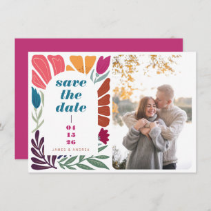 Bright Bold Multicolor Floral Wedding Foto Save The Date
