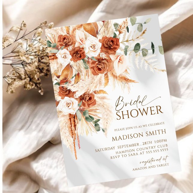 Bright Bold Terracotta Boho Bohemisches Brautparty Einladung (Von Creator hochgeladen)