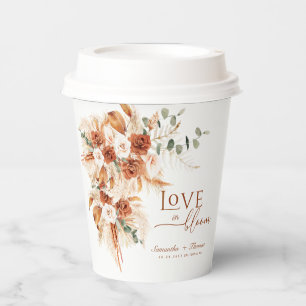 Bright Bold Terracotta Floral Boho Chic Wedding Pappbecher