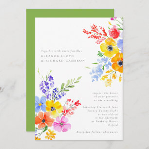 Bright & Bold Watercolor Floral Wedding Einladung