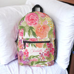 Bright bold wild flower name vintage botanical bedruckter rucksack<br><div class="desc">Elegant bright and bold modern vintage botanical spring summer flowers backpack with pretty oversized flowers and brush script  with a modern calligraphy typography with vibrant orange,  green and yellow flowers.</div>
