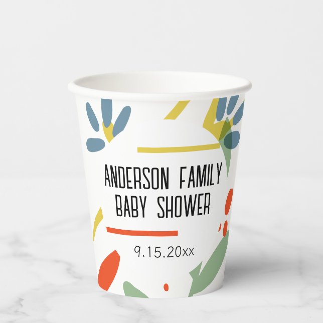 Bright Botanicals Baby Dusche Pappbecher (Vorderseite)