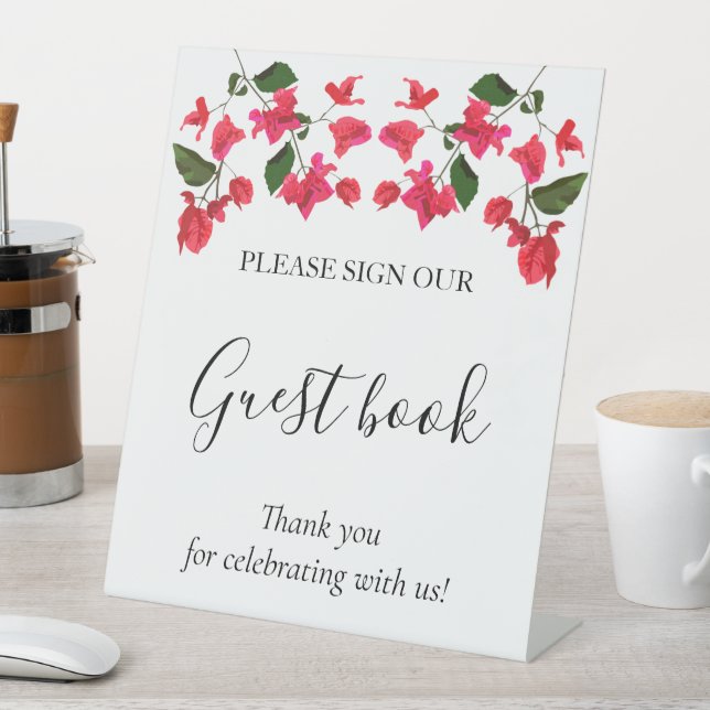 Bright Bougainvillea Pedestal Sign Gästebuch Sockelschild (In Situ)