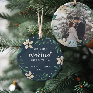 Bright Boughs   Erstes Verheiratetes Foto zu Weihn Keramik Ornament
