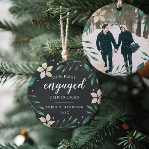 Bright Boughs   Erstes Verlobtes Foto zu Weihnacht Keramik Ornament