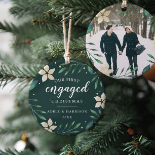 Bright Boughs   Erstes Verlobtes Foto zu Weihnacht Keramik Ornament