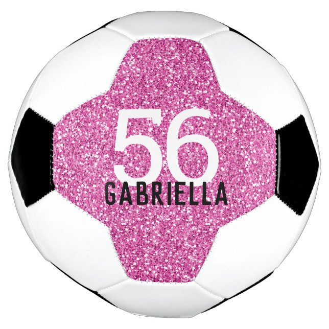 Bright Bubblegum Pink Funkelnd Nummer und Name Fußball (Gedreht)