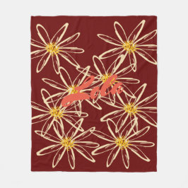 Bright Burgundy Red Floral Fleecedecke