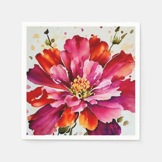 Bright Burst magenta Aquarell Blume Servietten (Vorderseite)