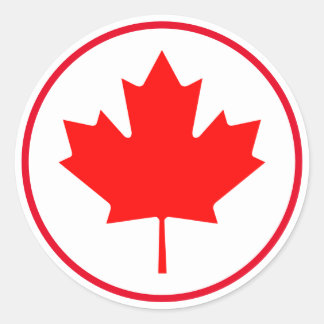 Bright Canadian Maple Leaf Kanada Red White Runder Aufkleber