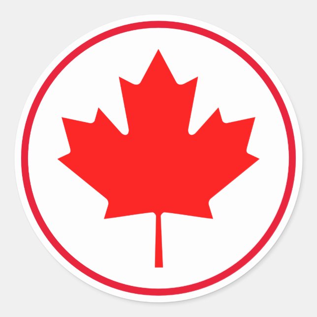 Bright Canadian Maple Leaf Kanada Red White Runder Aufkleber (Vorderseite)