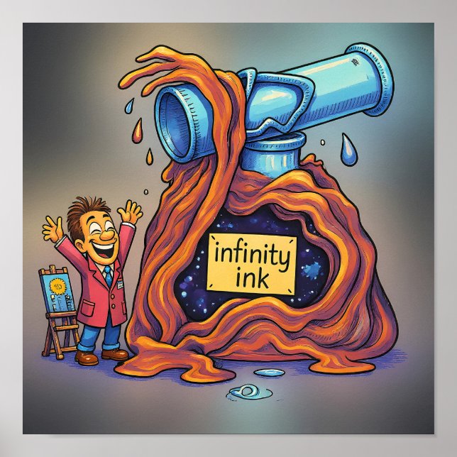 Bright Cartoon Ink Mascot Decal Sticker Poster (Vorne)