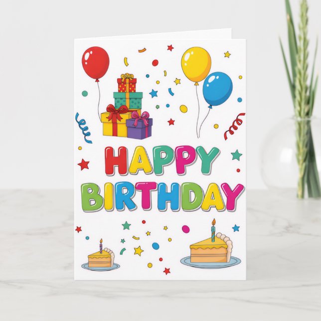 Bright & Cheerful Cartoon “Happy Birthday” Card Karte (Vorderseite)