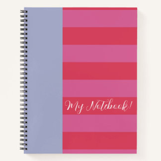 Bright Cheerful pink and ice blue striped design Notizbuch