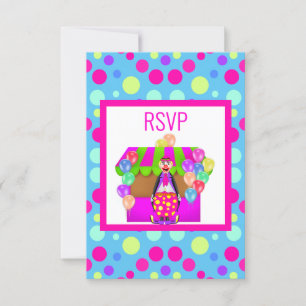 BRIGHT CIRCUS BIRTHDAY PARTY BLAUE UAWG RSVP KARTE