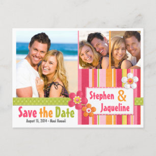 Bright Color Save the Date Kartenstreifen und Blum Ankündigungspostkarte